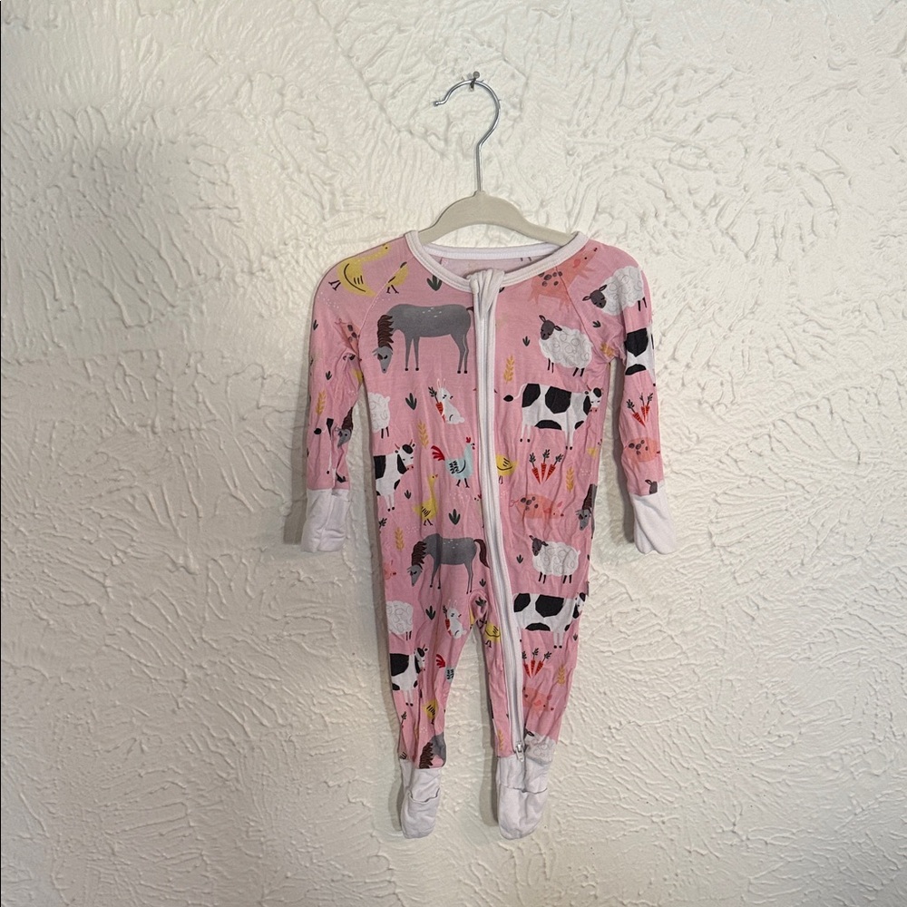 Little Sleepies 0-3 Months Pink Farm Animals Zippy
